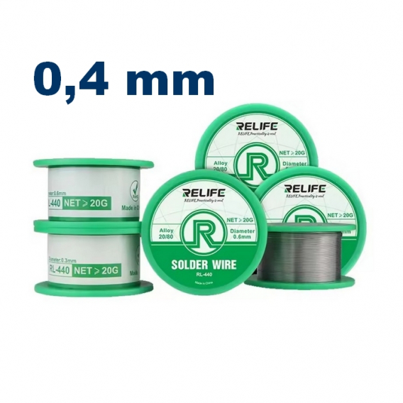 Obrázok pre Relife RL-440 – Kvalitný spájkovací cín s tavidlom (0,4 mm / 20 g)